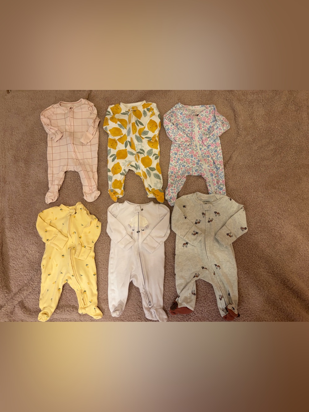 Carter's Baby Footie Sleepers - Pink, Yellow, White, Gray, Floral, Lemon Prints